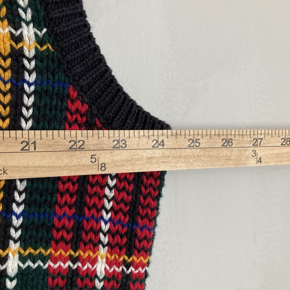 Vintage GAP Plaid Tartan Knit Vest XL Black Cotton Multicolor 90’s Streetwear - Picture 6 of 7